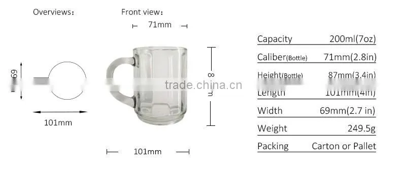 200ml wholesale clear glass bottle Hot sell glass cup bottle with handle
