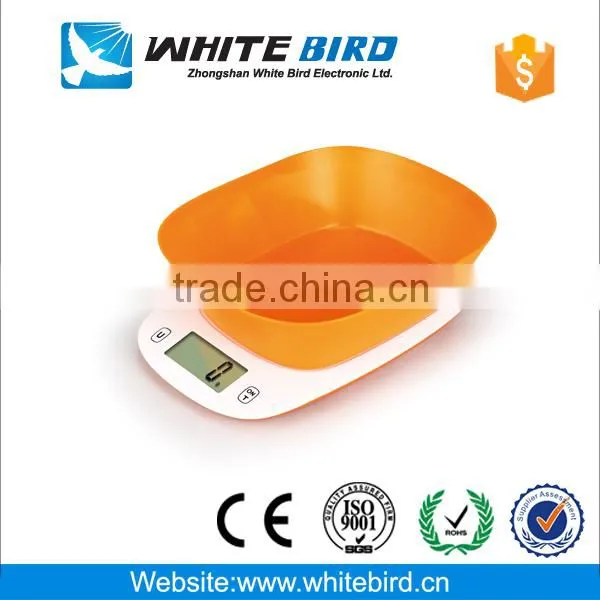Digital Multifunction Kitchen and Food Scale, Stainless Steel Platform with LCD Display, 5kg, (Silver) kitchen scale With Bowl