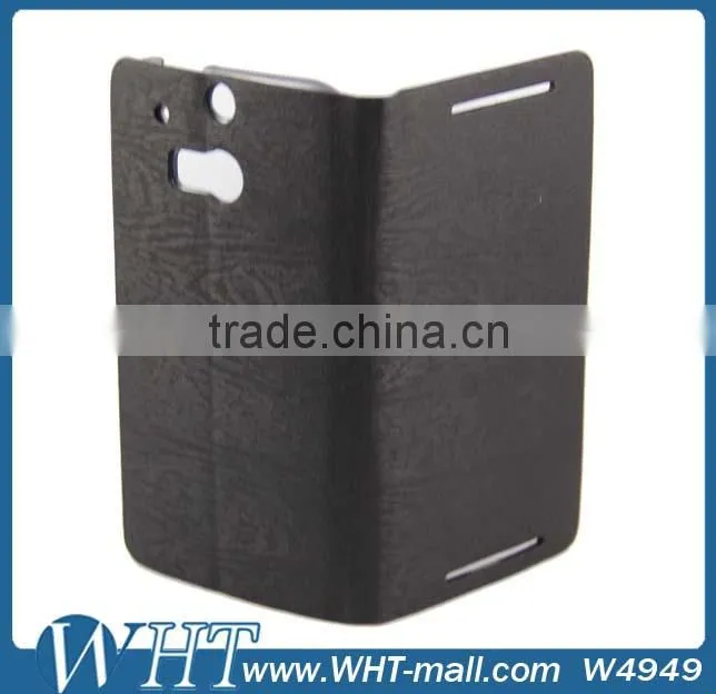 Hot Sale Wood Design Wallet Leather Case for HTC One M8, for HTC One M8 Leather Case