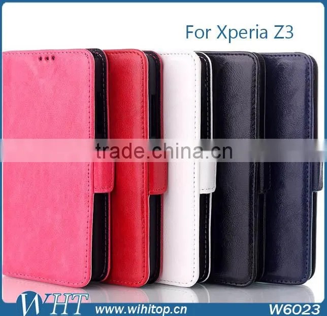 Pu Leather Card Holder Wallet Flip Side Open Case Cover For Sony Xperia Z3 L55T L55U D6653