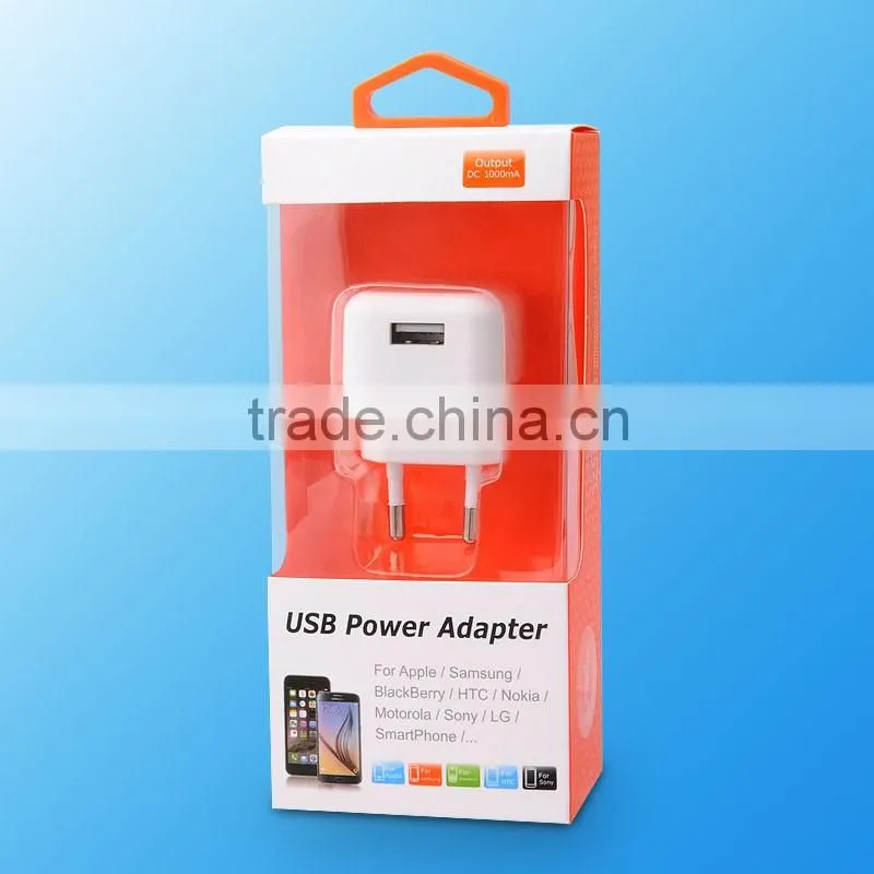 5V 1A EU plug single usb port cellphone wall charger AC Adapter