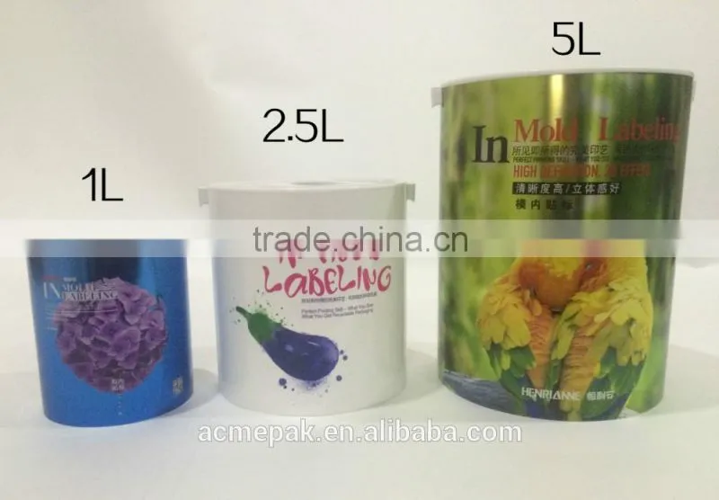 1~5L IML paint glue plastic bucket with lid