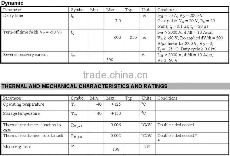 silicon phase control 6500V thyristor