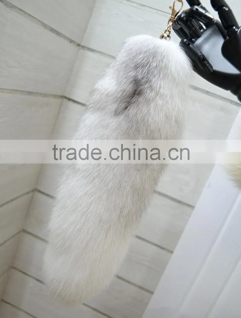 High quality real fox tail fur keychain