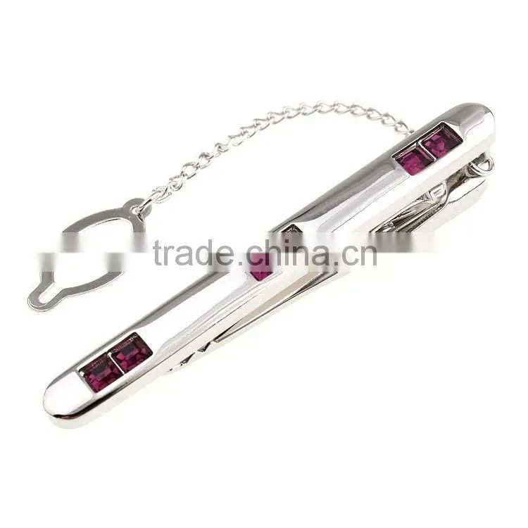 simple rhinestone metal mens tie set aceessories