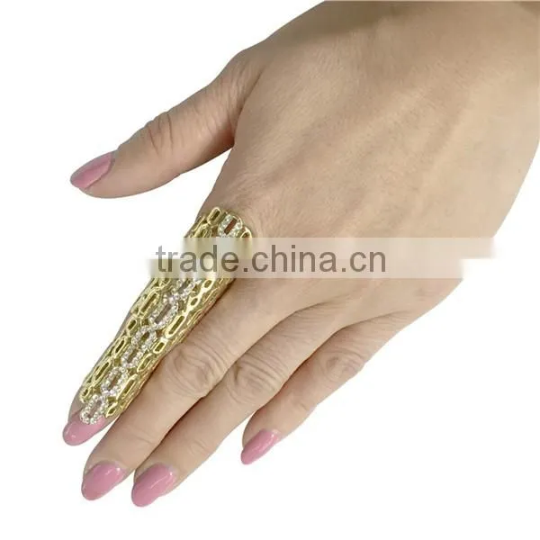 New fashion Multiple Finger Stack Knuckle Band Crystal Set Hollow Out Knuckle Ring