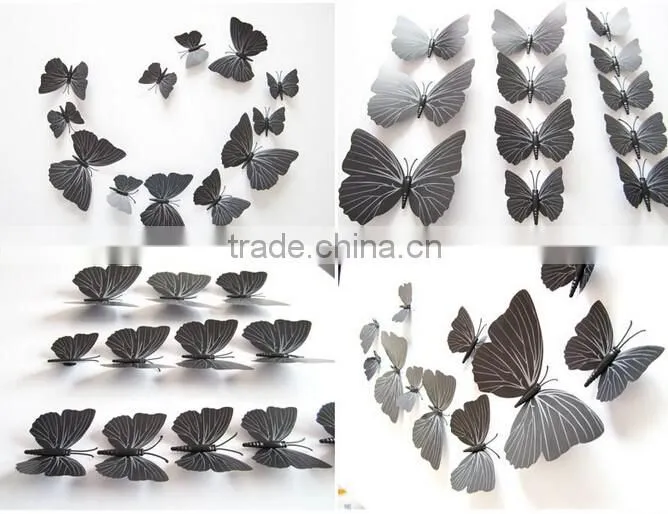 12Pcs 3D Butterfly Sticker Art Design Decal Wall Home Decor Room Decoration