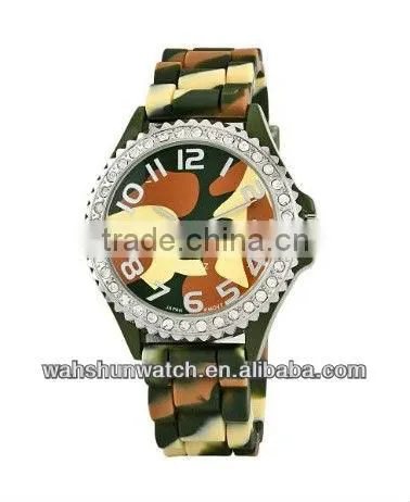 2013 camouflage wrist watch unisex swiss military watch with stone