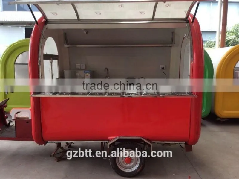 popular China mobile fryed chicken food kiosk with fridge, ice cream making machine, and sugarcane juicer machine