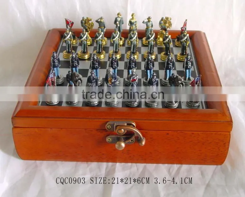 Warrior Knight design metal chess with board