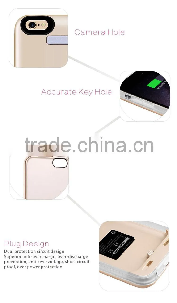 Rechargeable li-polymer battery case for iphone 6 Wireless Power Bank Charger
