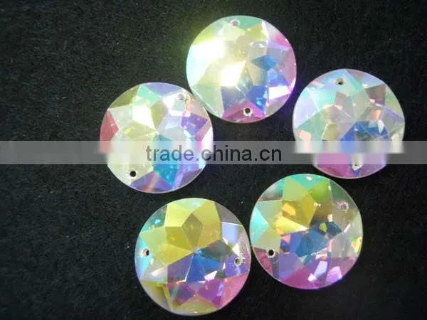Hot seller wholesale sew-on crystal round shape green,topaz,blue zircon ,sapphire