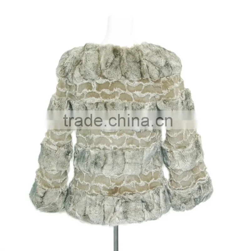 women rex rabbit fur coats patch fur coat KZ14132