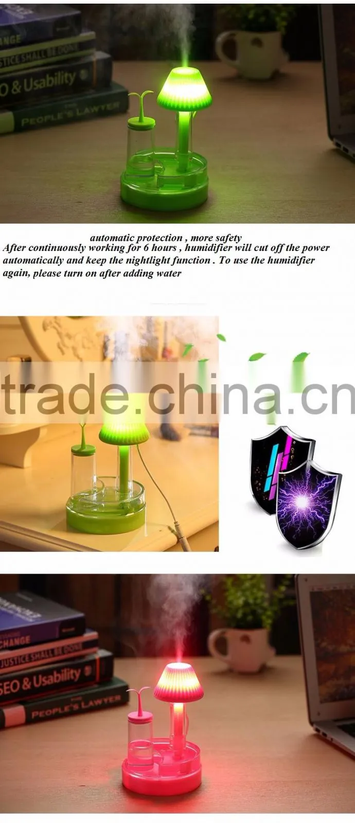 functional air purifier with table lamp for room/ Green buds humidifier