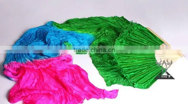 2012 wholesale green blue rose mixing color Belly Dance Silk Fans veil DJ1022