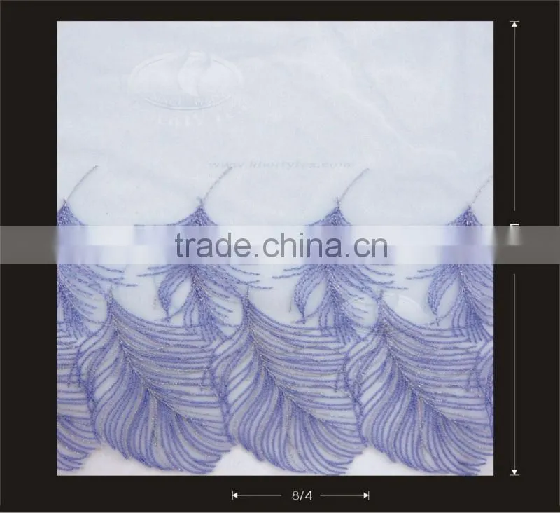 POLYESTER WITH LUREX LEAF DESIGN EMBROIDERY LACE