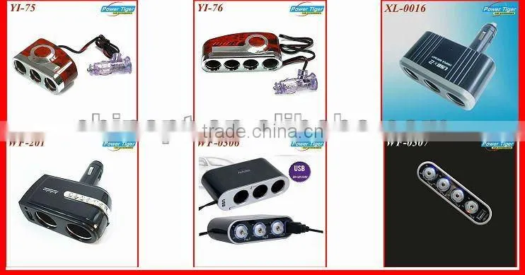 3-Way Car Cigarette Lighter Socket Splitter with Switch&USB