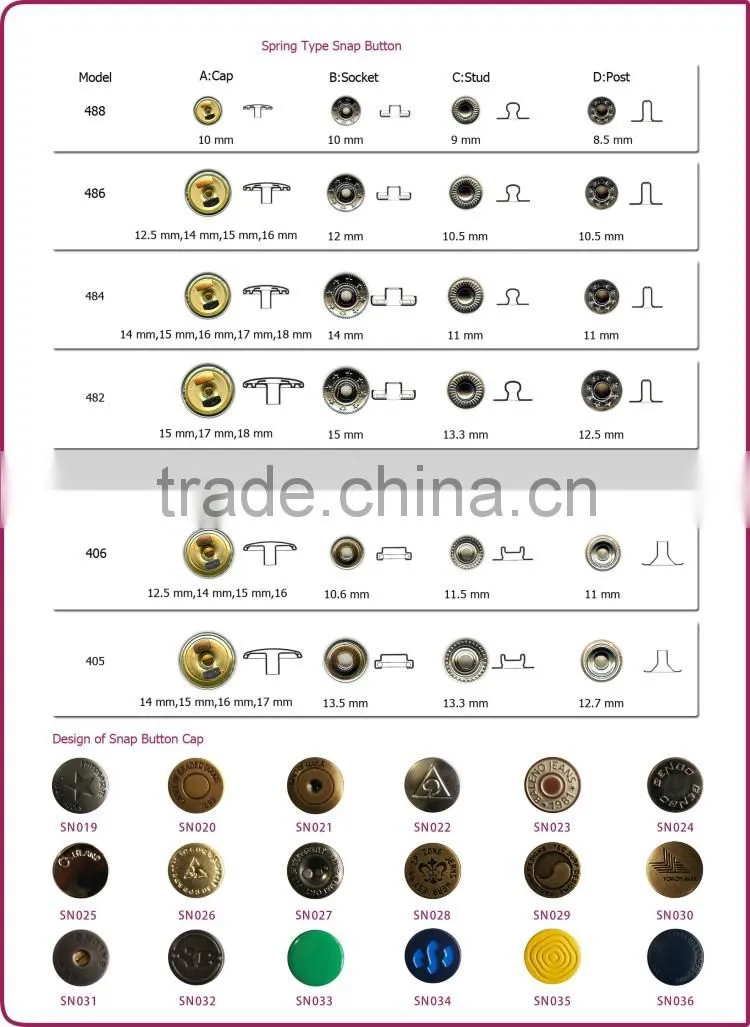 2 Parts metal snap button snap fastener wholesale