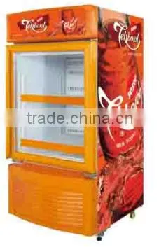 supermarket upright glass display showcase for beverage