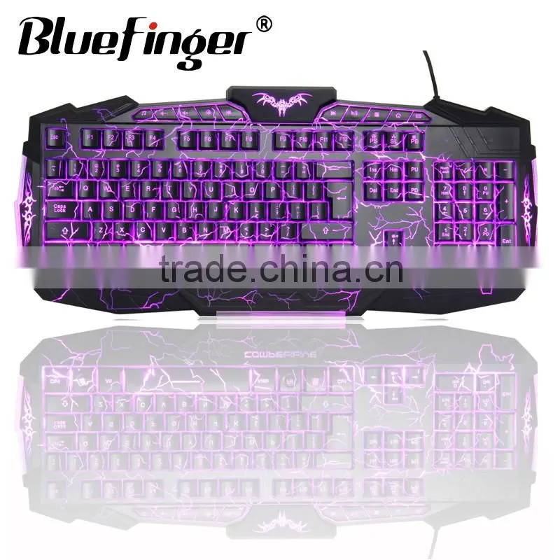 Popular USB wired backlit keyboard with cool crack parttern