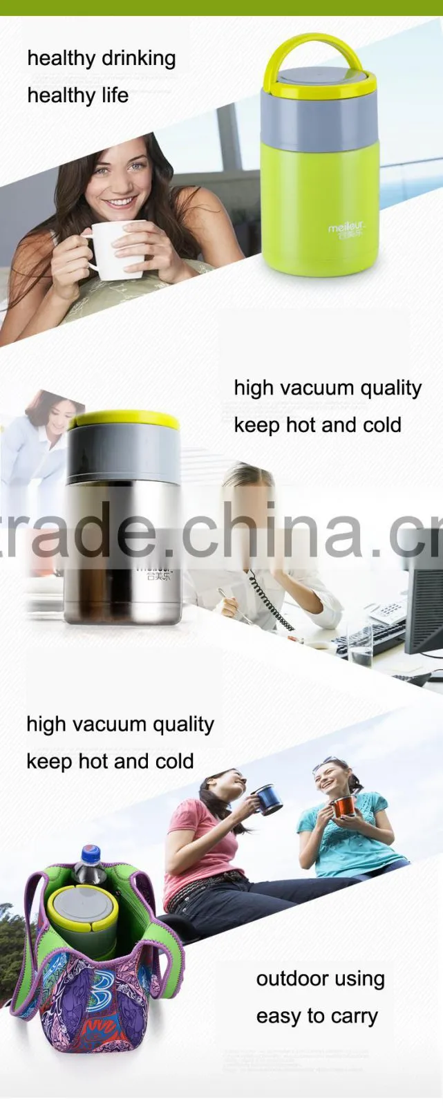 LFGB FDA double wall stainless steel vacuum food thermos, thermos lunch box