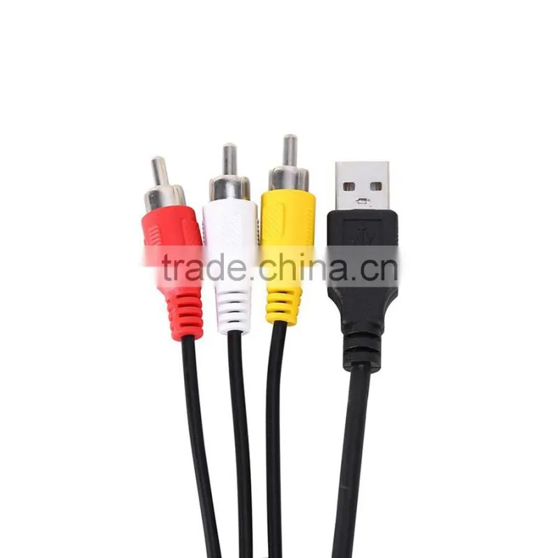 1.5m Male to Male USB 2.0 To 3 RCA Audio Video AV Adapter Cable Cord