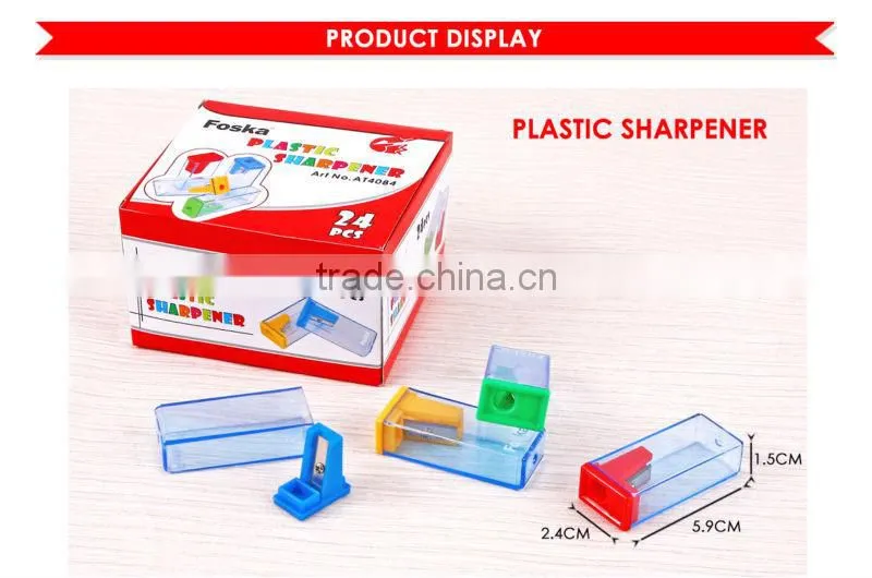 New Design Transparent Color Cuboid Plastic Pencil Sharpener