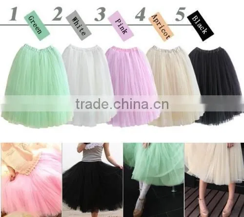 Fashion Women Bohemian Mesh Ball Gown Skirt A-Line Pleated Midi Swing Skirt