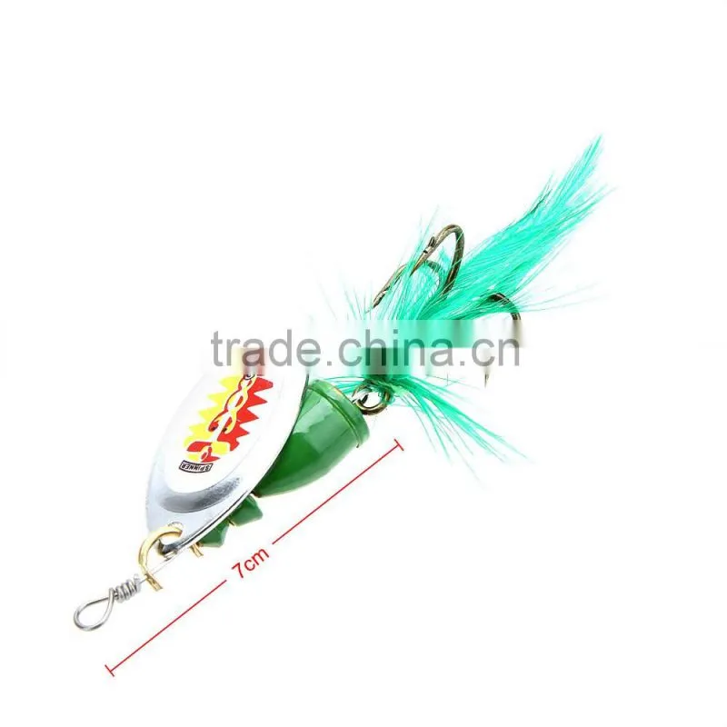 6Pcs 7cm 4g Hard Fishing Lures Spoon Noise Sequin Paillette Baits with Feather Treble Hook Set Tackle
