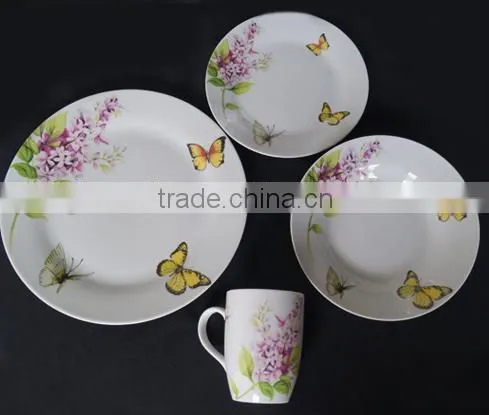 Customized Butterfly 16pcs 20pcs Elrgance Fine Porcelain Dinner Set