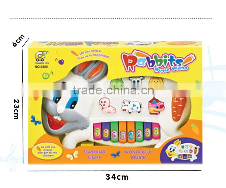 NO-3300 Hot selling education toy music instrument rabbit piano toys for kids