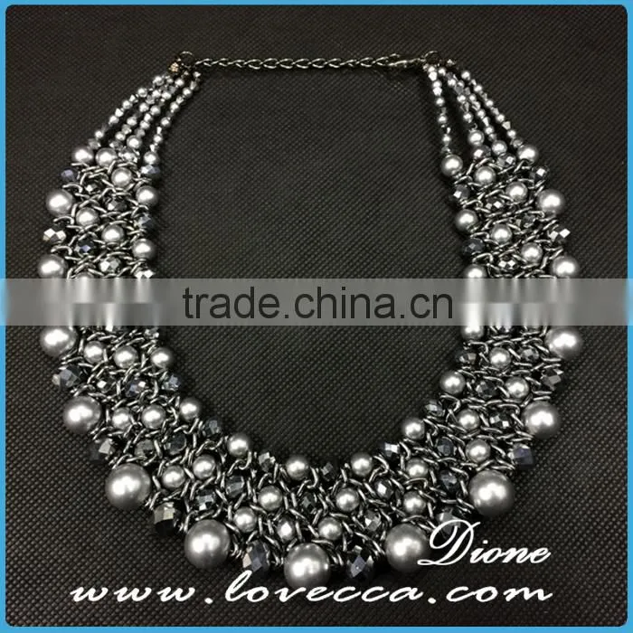 New hot European retro alloy beaded waved silver plated necklaces for sale