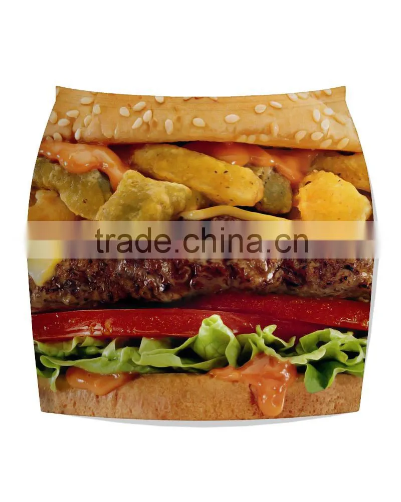 2015 Women Mini Skirt Hamburger Sublimation Printing Pencil Skirt N20-3