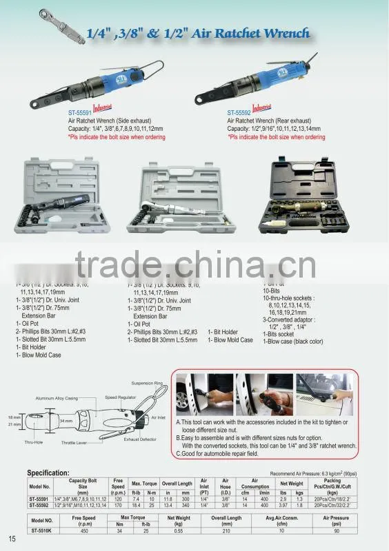 1/2" INDUSTRIAL REAR EXHAUST AIR RATCHET WRENCH