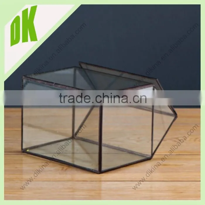 //Put inside you treasures or use it for your plants//China Geometric Mini House Glass Cube Terrarium
