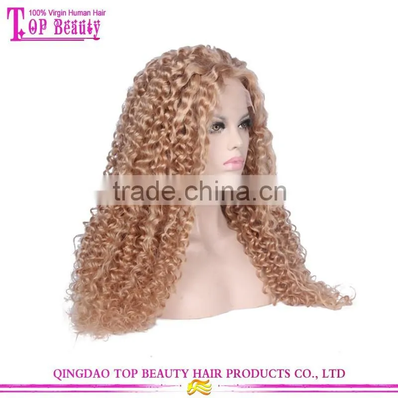 180% Density Blonde Curly Wigs Human Hair Afro Lace Front Wigs Kinky Curly For White Women