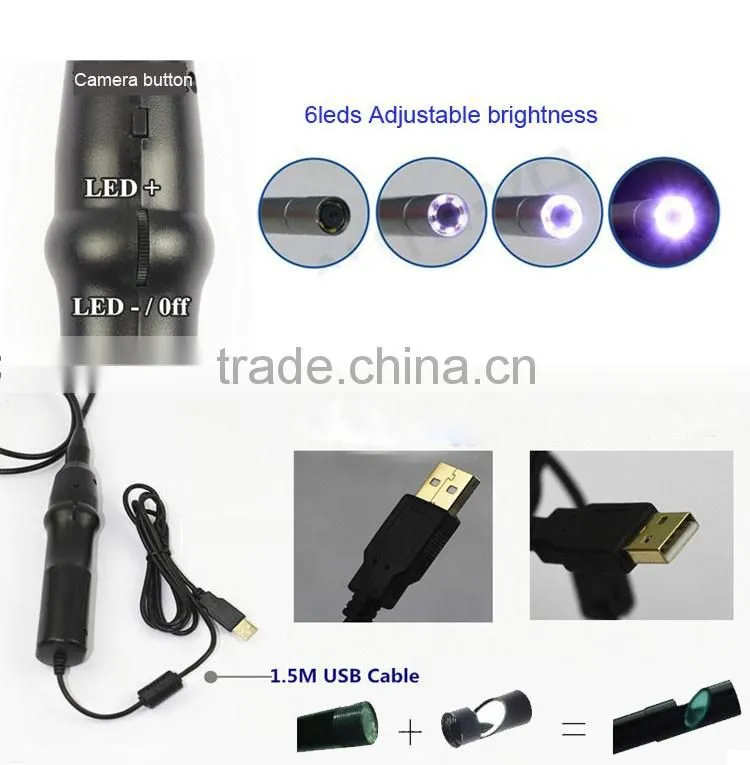 protable dia 7mm waterproof handle usb inspection borescope infrared camera
