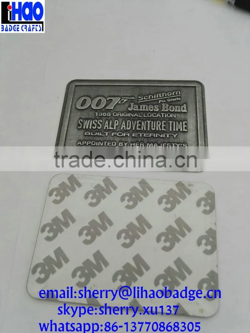 3M adhesive aluminum silver embossed metal sticker label badge
