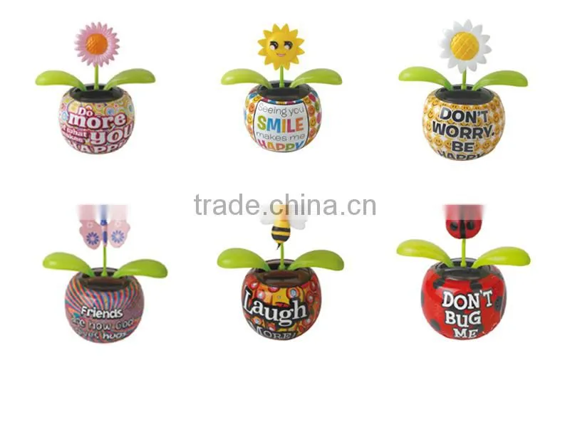 Custom printing flip flap plastic dancing solar flower pot