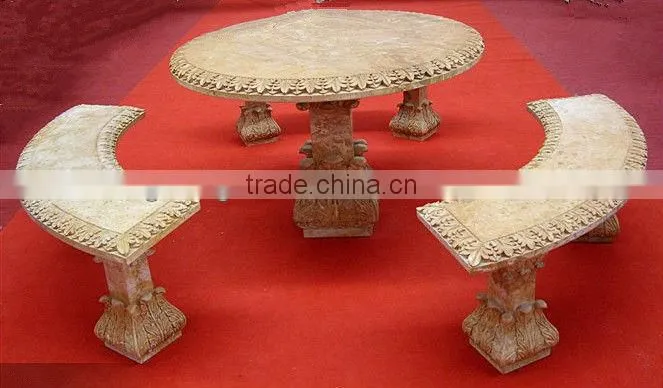 Outdoor White Marble Table And Chairs For Decoration