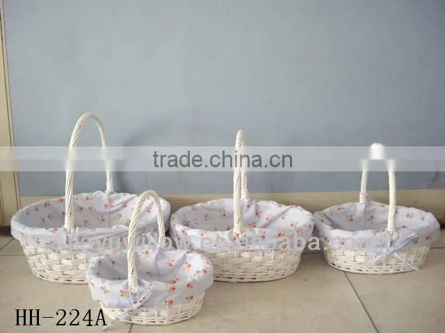 Flower Cotton Fabric willow baskets Wicker storage with handle