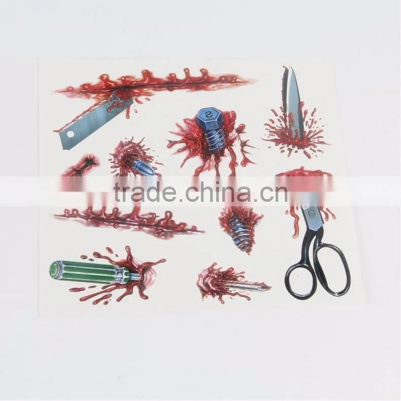 Halloween simulation Tattoo Sticker Halloween Scar wound Real blood Personality Transfer tattoos