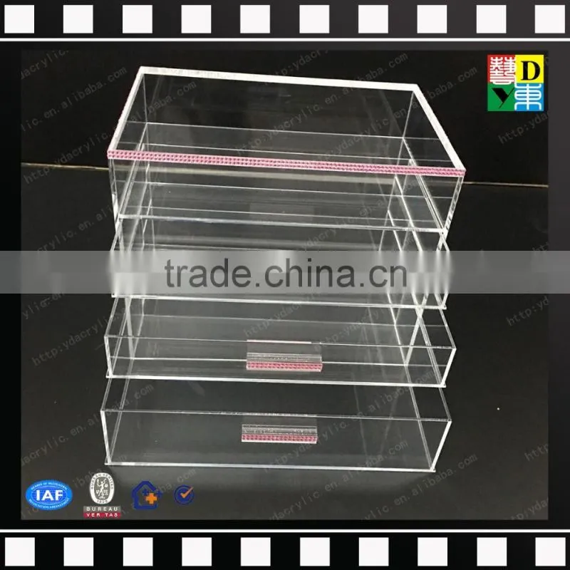 Clear acrylic jewelry organizer box makeup storage boxes/stackable cube acrylic storage boxes from shenzhen yidong