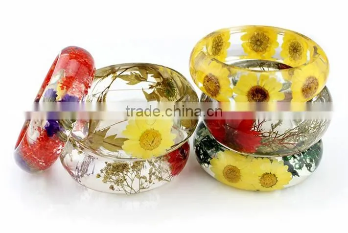 Christmas botanical Real flower resin bracelet jewelry ,real rose bangle resin braclet