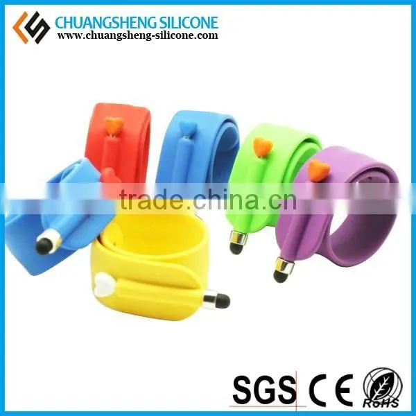 New Hot silicone style touch pen slap bracelet band for screen