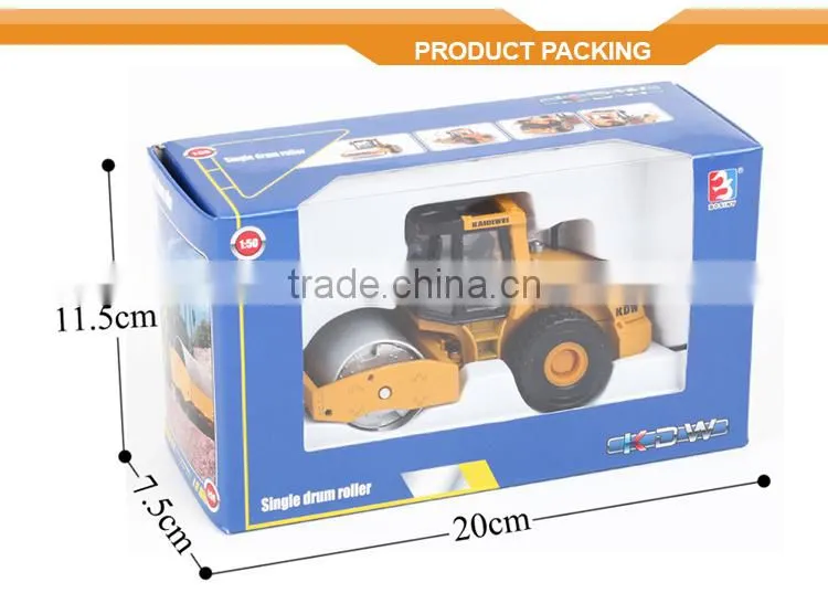1:50 Single Drum Roller Road Diecast Part Model Engines Die Cast Model Car for Kids