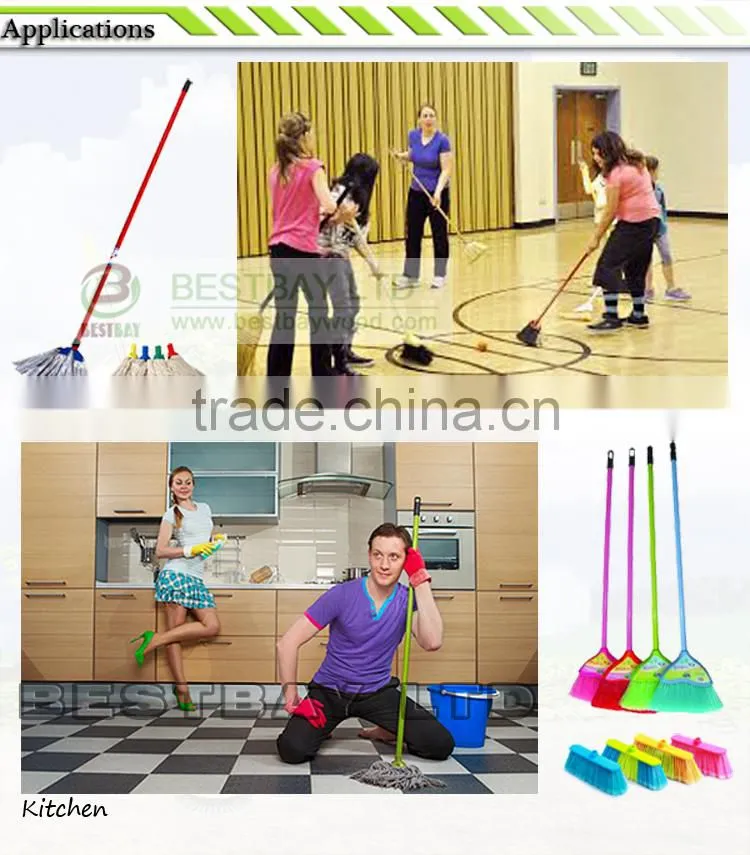 PVC coated wooden broom handle with thread Wooden broom stick / wood handle /