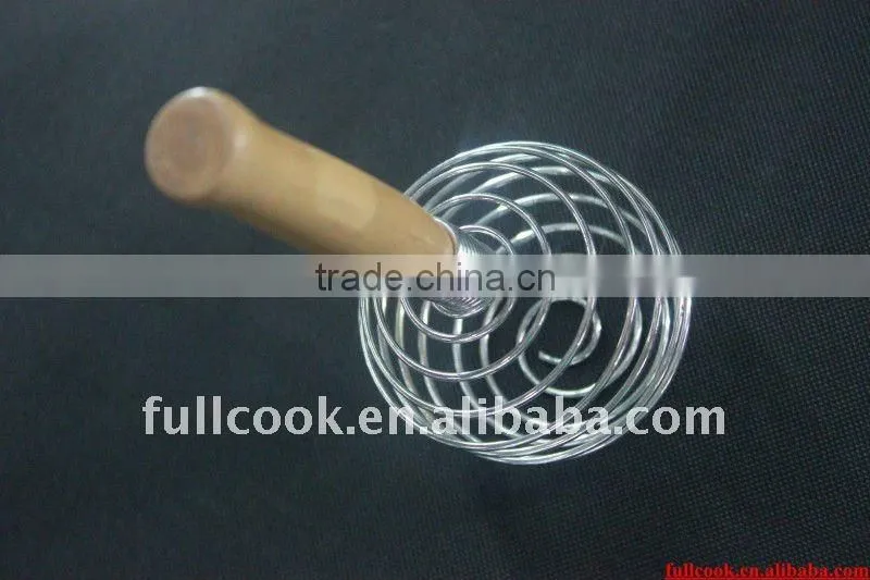 New design egg beater w/wooden handle stainless steel kitchen whisk tools egg beater