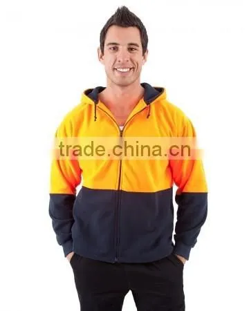 Custom contrast colors for safety hoodies workwear uniform mens hi vis pullover