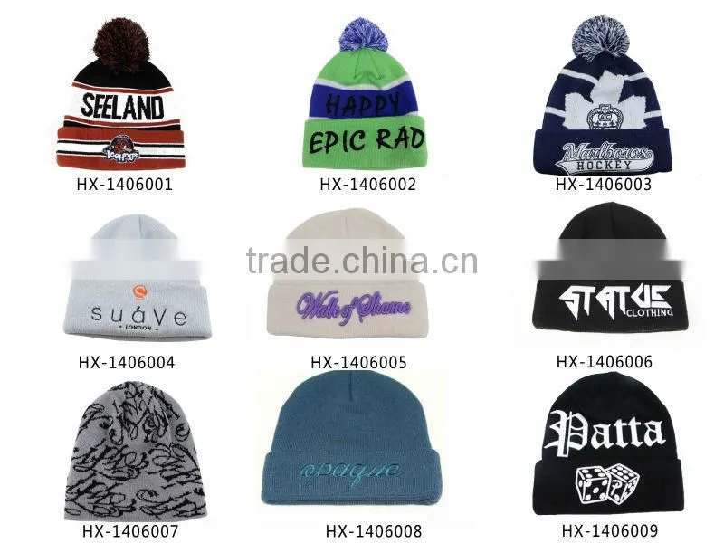 custom beanie hat with pom pom/beanie hats with yarn balls
